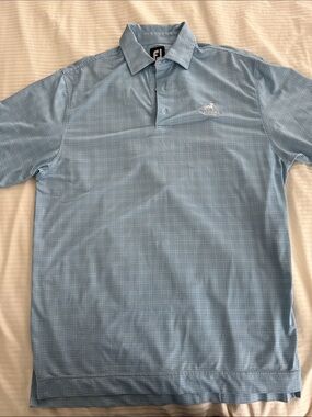 FootJoy Blackhorse Golf Club Men’s Light Blue Checked Golf Polo